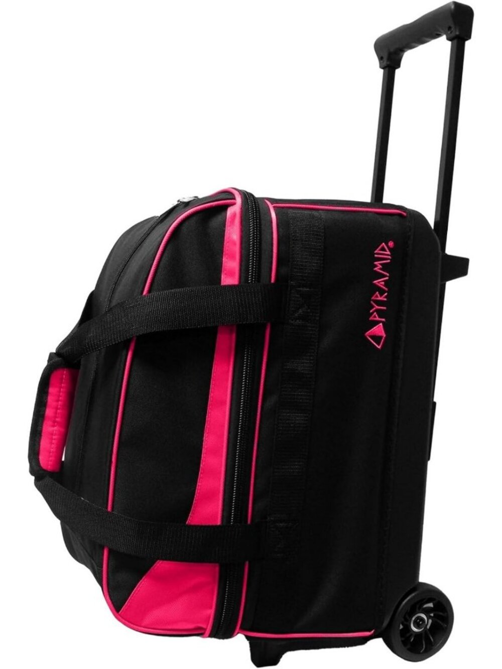 Double Roller Bowling Bag for 2 Balls & Shoes Up to Size 16, Locking Handle